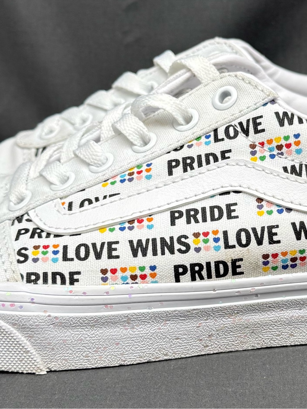 Vans White Pride "Love Wins" Canvas Sneakers